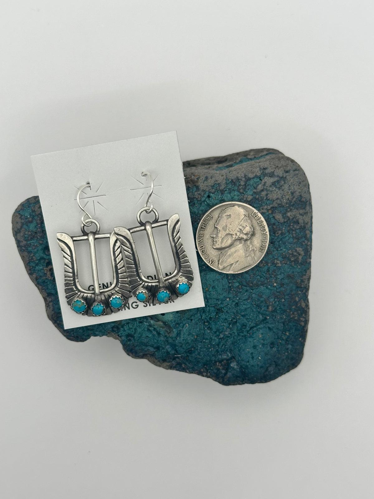 PW Turquoise and Sterling Stirrup Earrings