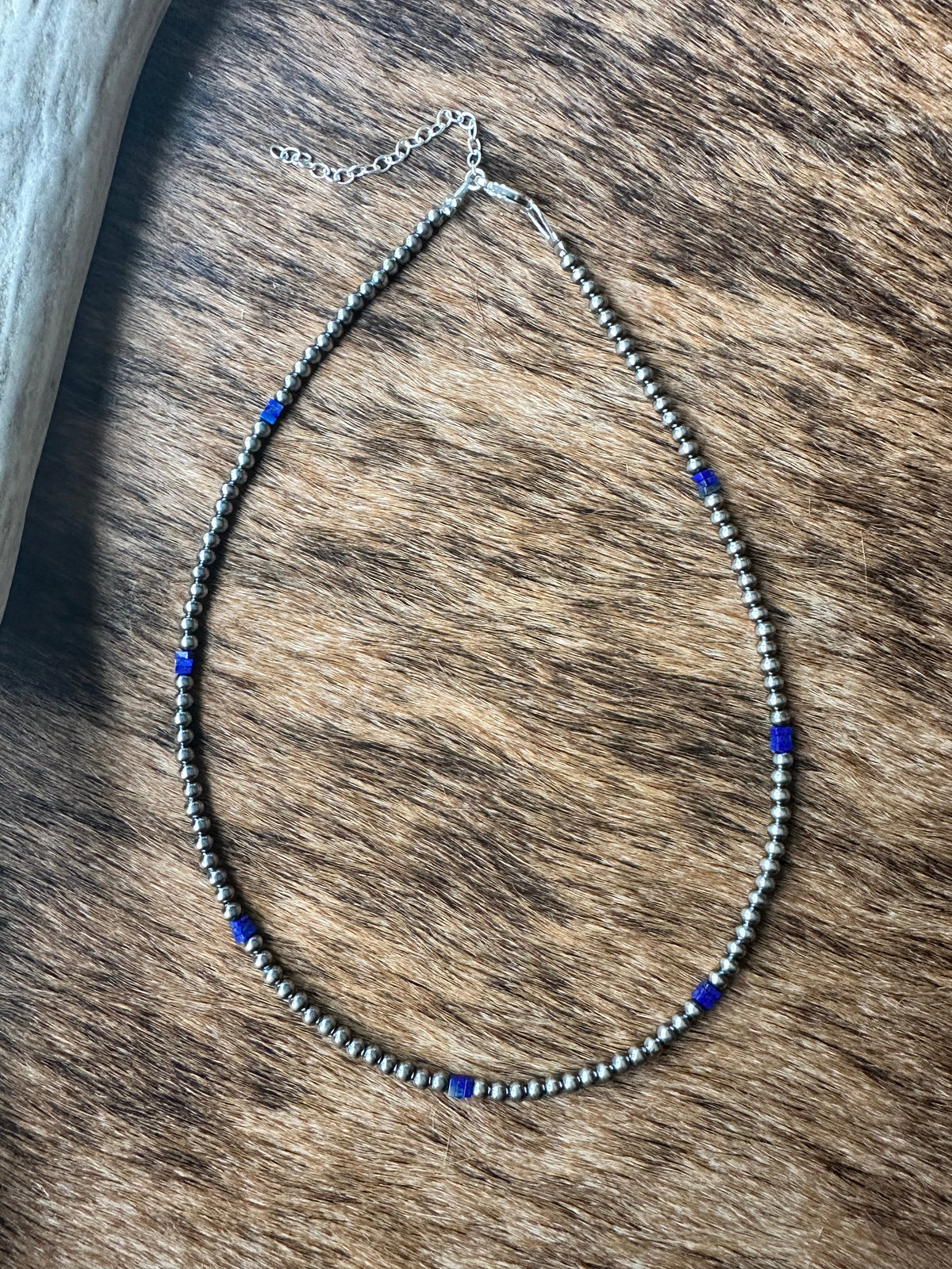 Blue Lapis and Sterling Silver Pearls Choker