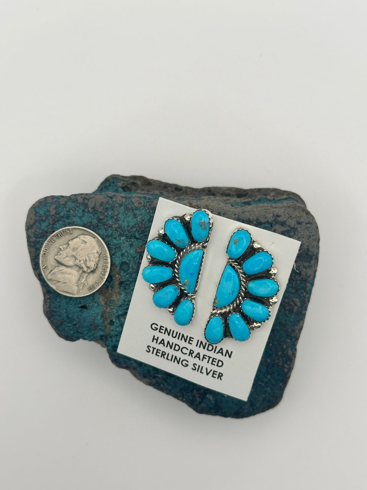JW Half Cluster Turquoise Earrings
