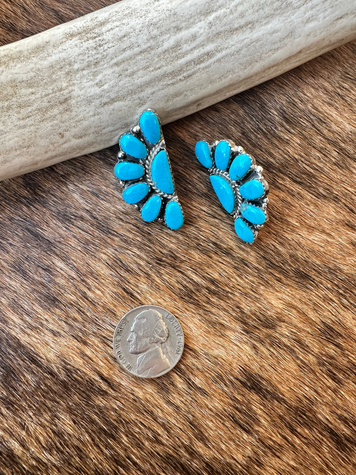 JW Half Cluster Turquoise Earrings