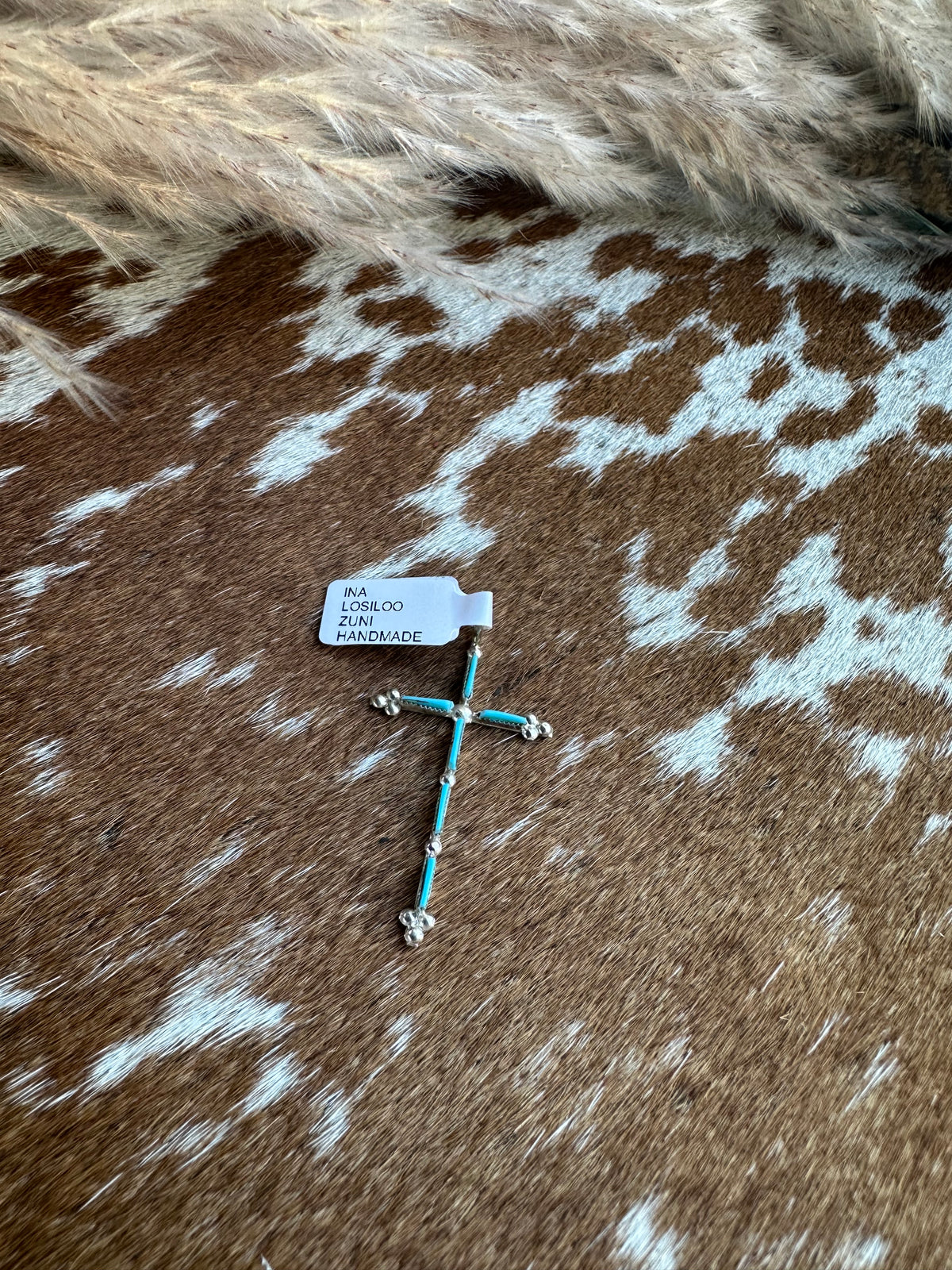 Ina Losiloo Zuni Turquoise Cross Pendant