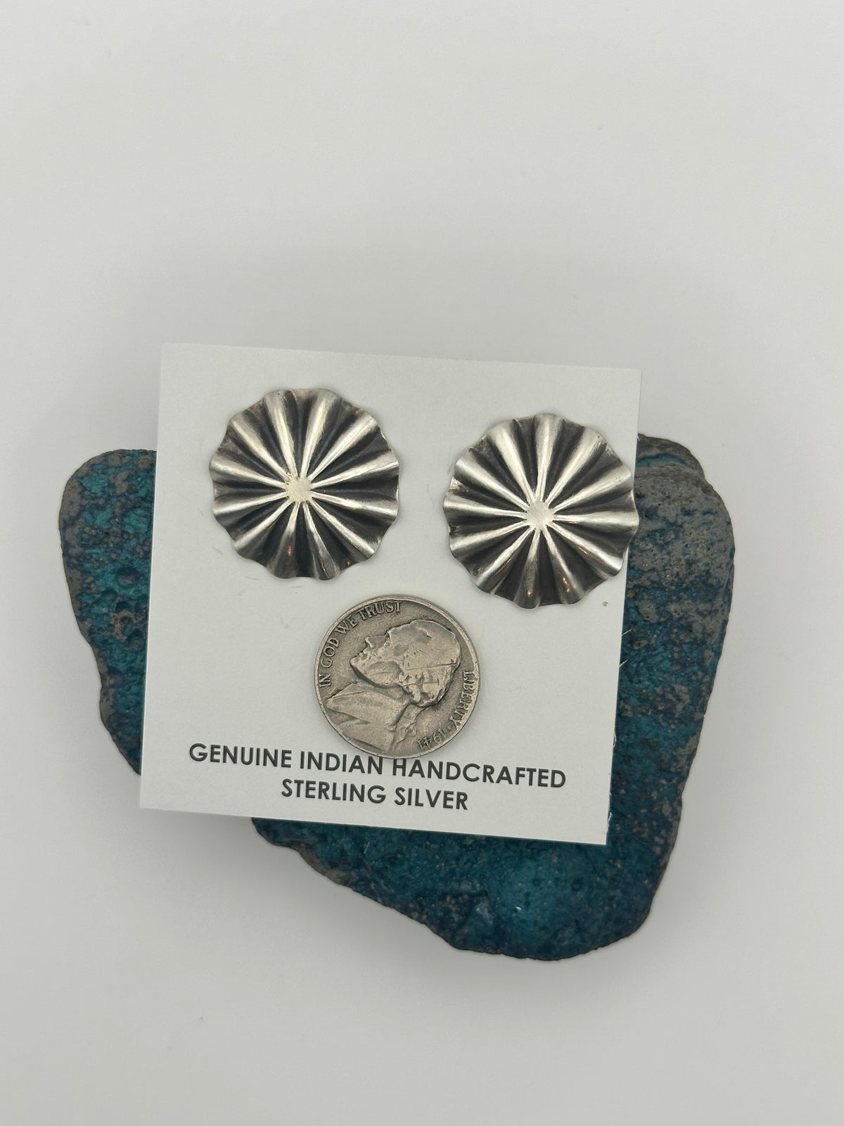 Sterling Stamped Concho Earrings