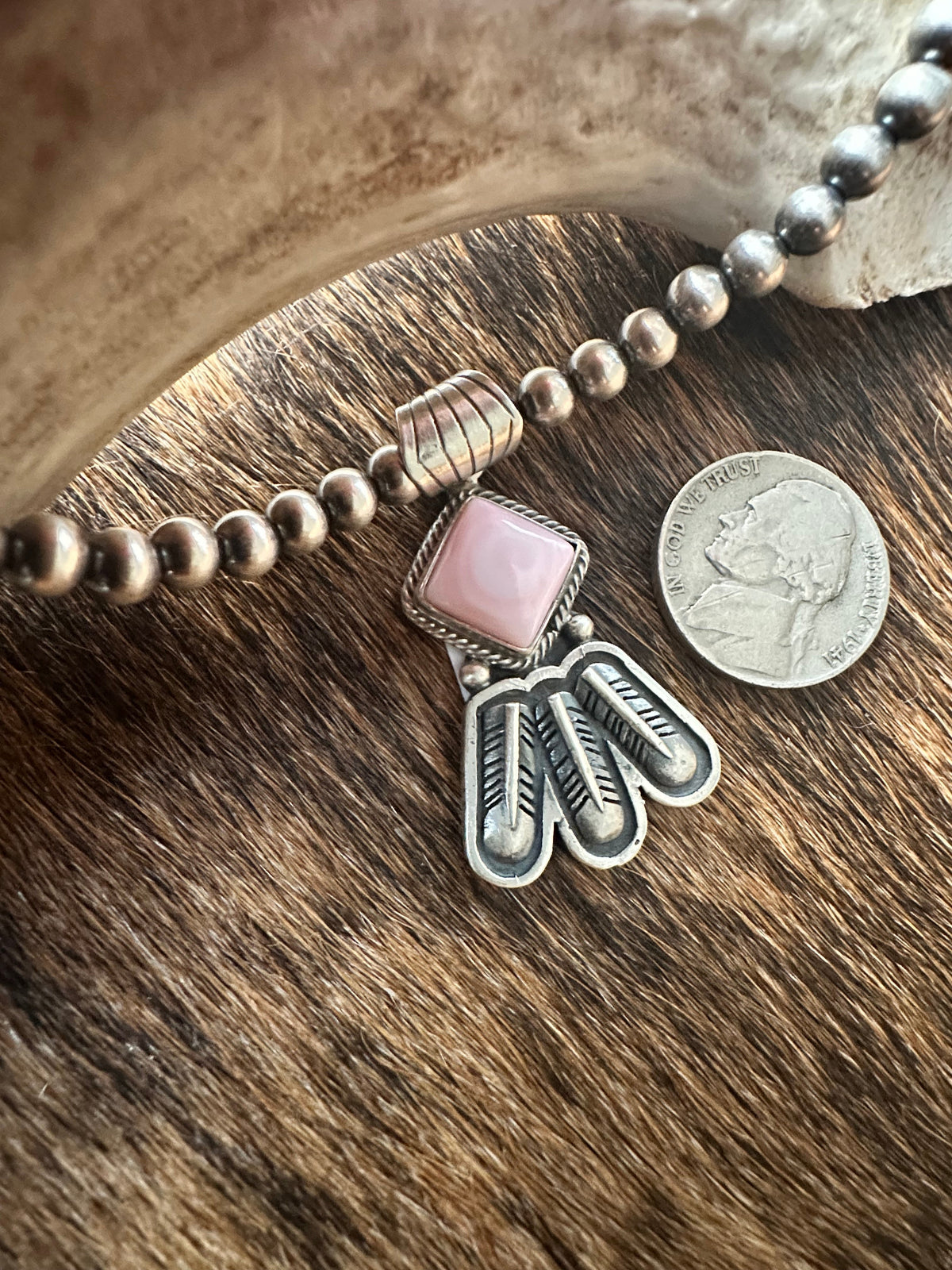 Sharon McCarthy Pink Conch Pendant and Pearl Necklace