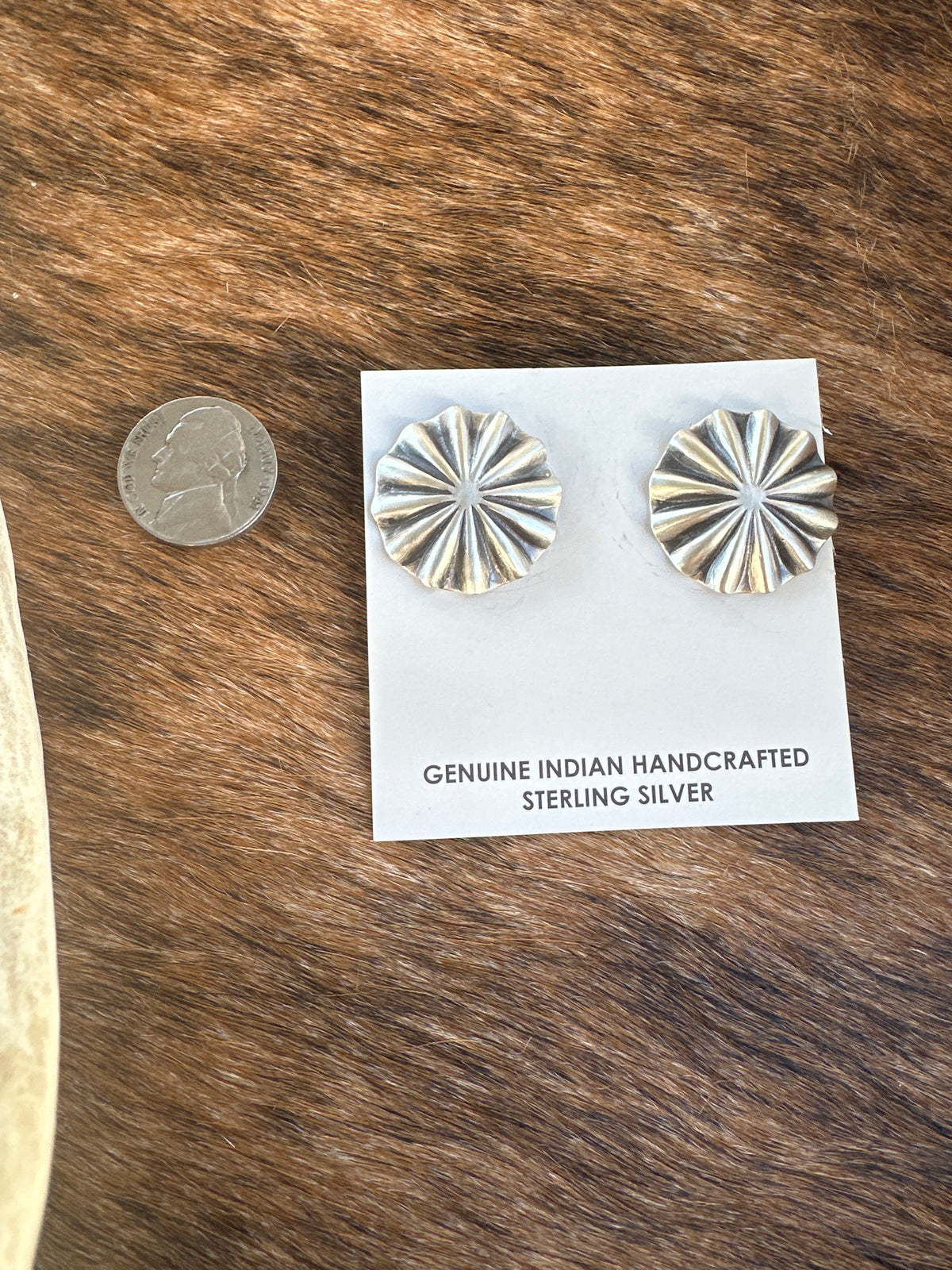 Sterling Stamped Concho Earrings