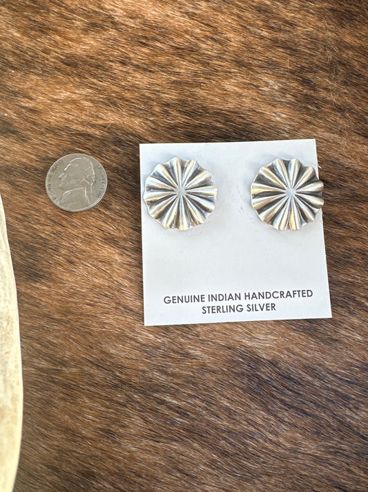 Sterling Stamped Concho Earrings