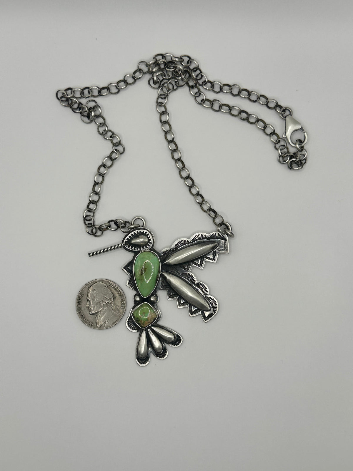Charles Johnson Sonoran Gold Turquoise Hummingbird Necklace