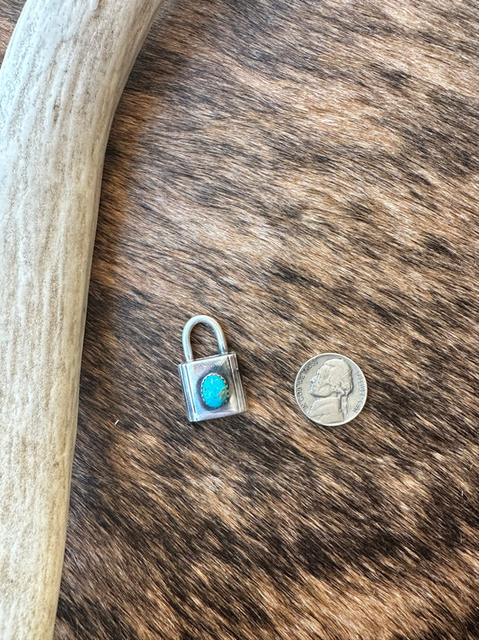 Stamped H Turquoise Charm Pendant