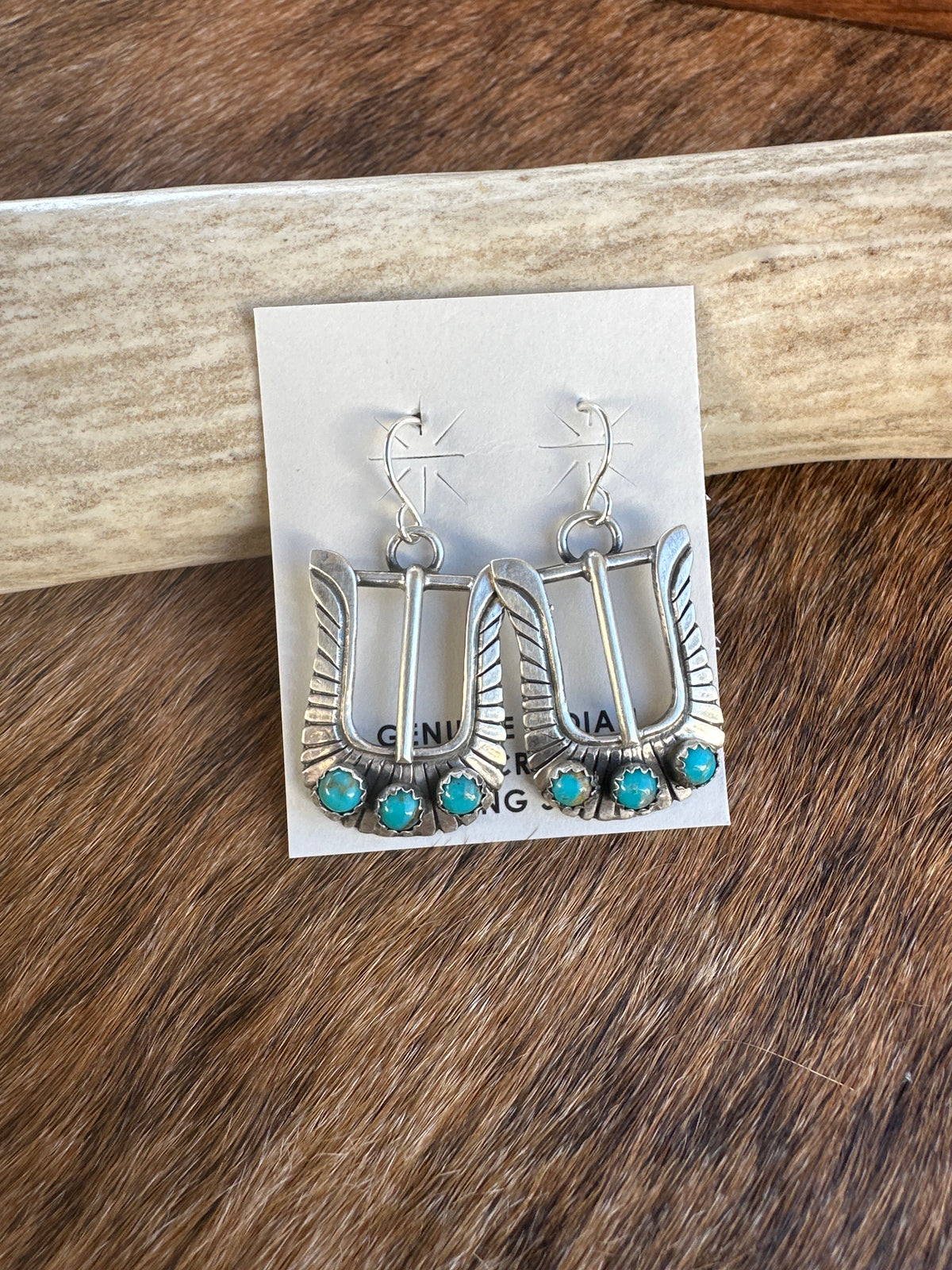 PW Turquoise and Sterling Stirrup Earrings