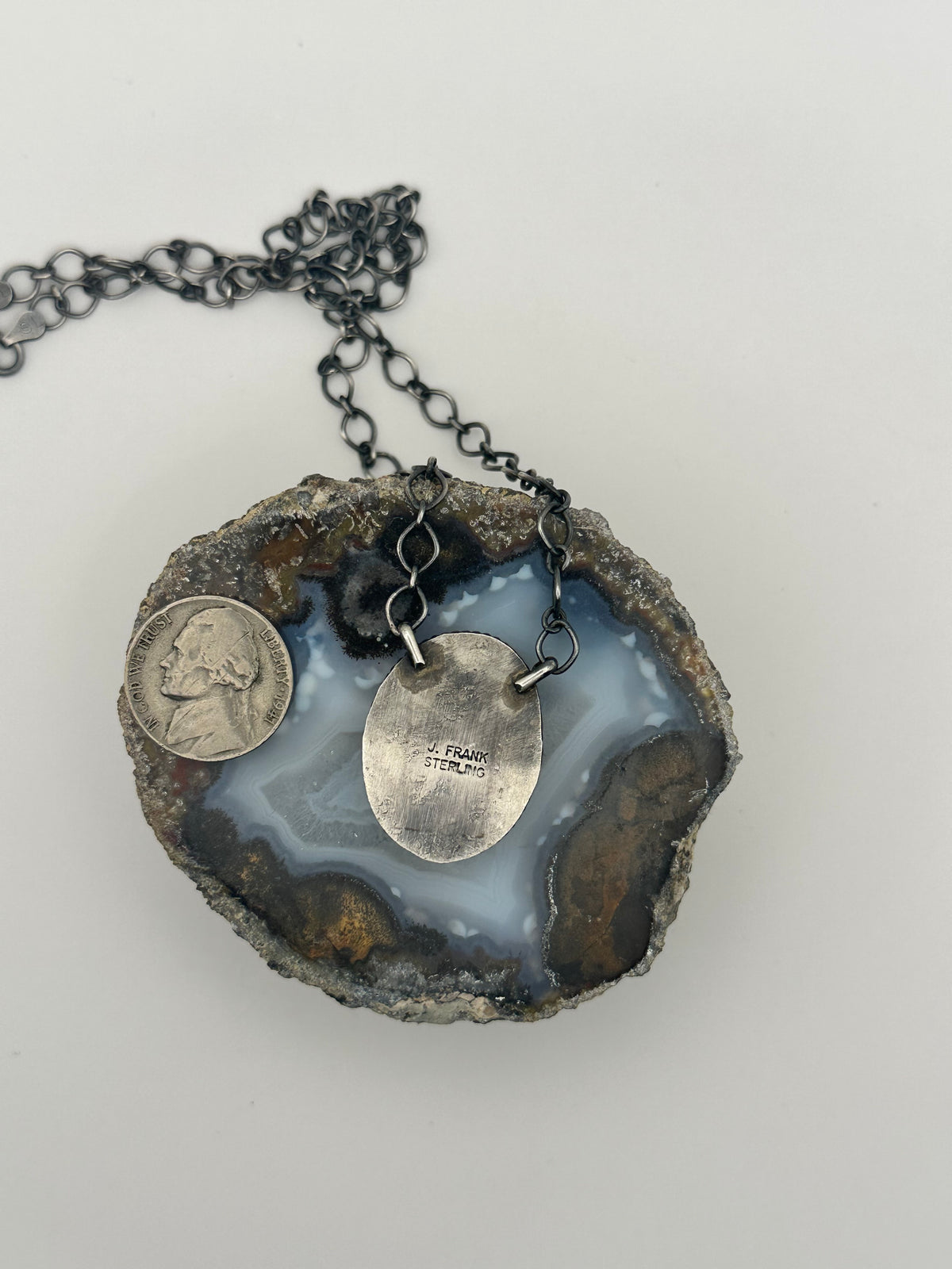 Blue Lapis and Sterling Silver Rondelle Graduated Necklace