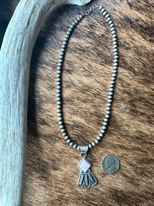 Sharon McCarthy Pink Conch Pendant and Pearl Necklace
