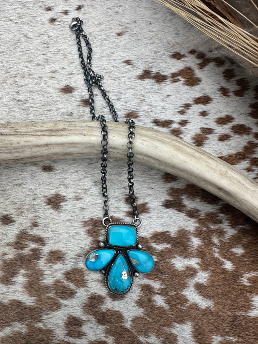 Livingston Blue Sonoran Gold Cluster Necklace