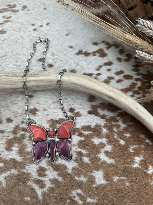 Draper Red and Purple Spiny Butterfly Necklace
