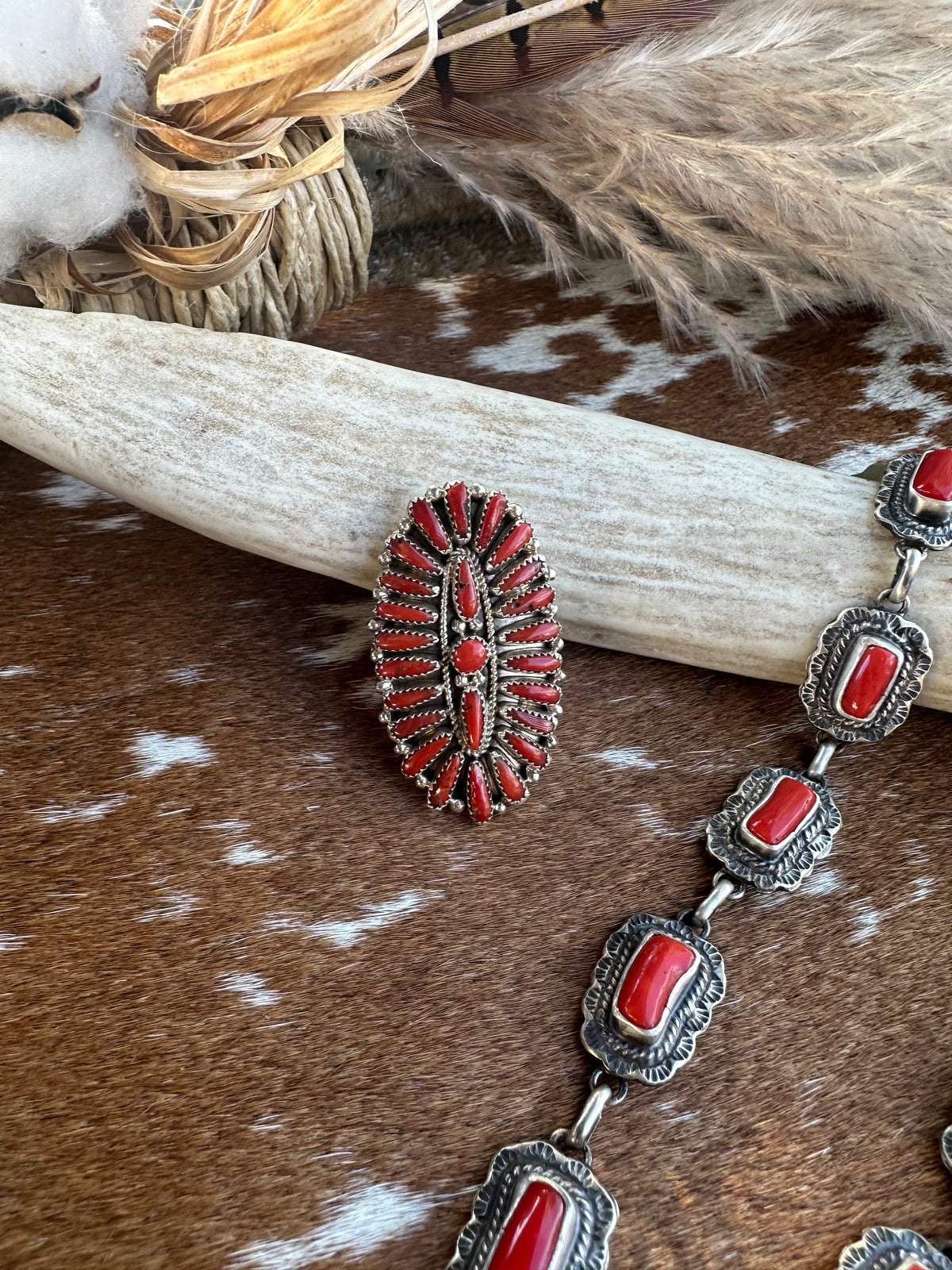 Erick Wylie Red Coral Ring Size 7.25