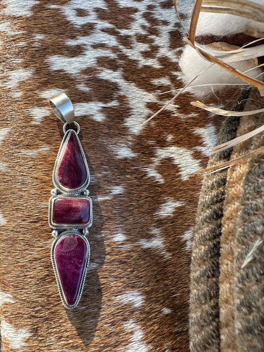 JAS Purple Spiny 3 Stone Cluster Pendant