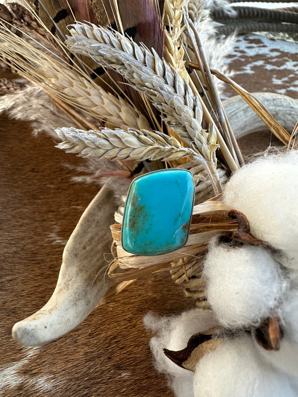 Arnold Maloney Rectangle Turquoise Ring Size 7.5